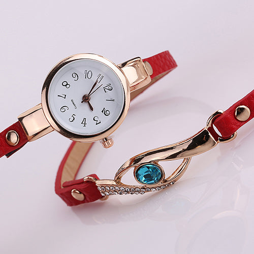 Lady Blue Eye Infinity Multilayer Faux Leather Charm Bracelet Quartz Wrist Watch