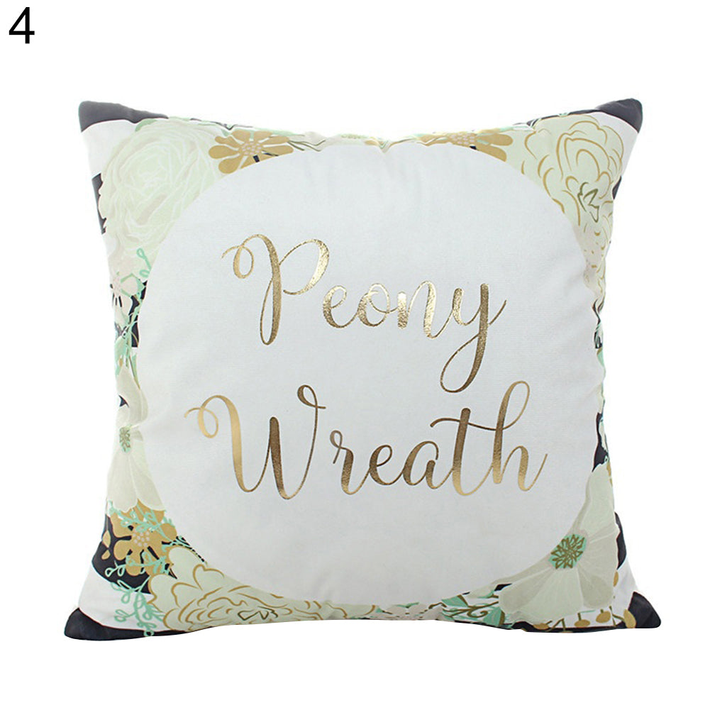 Floral Shining Gilding Pattern Print Pillow Cushion Cover Case Car Home Decor