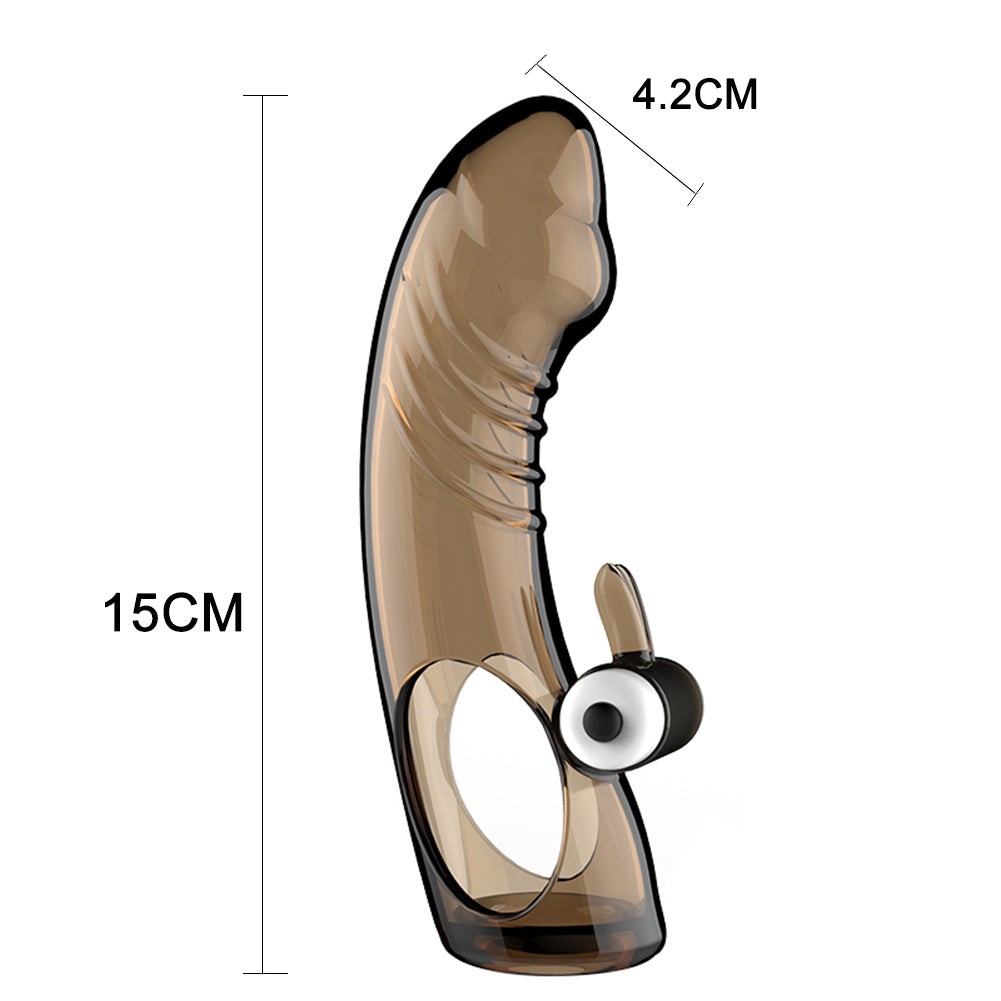 Clear Reusable Penis Electric Extension Shock Delay Ejaculation Male Sex Toy