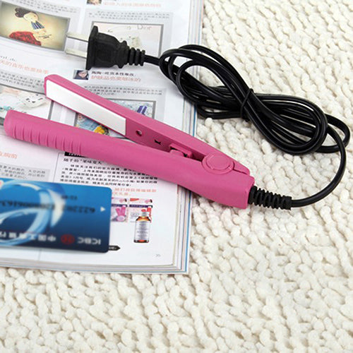 US Plug Mini Travel Ceramic Hair Crimper Curl Straightener Flats Iron Perm Splint