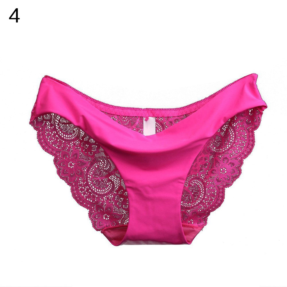 Sexy Floral Lace Hollow See Through Briefs Low Rise Underwear Women’s Panties