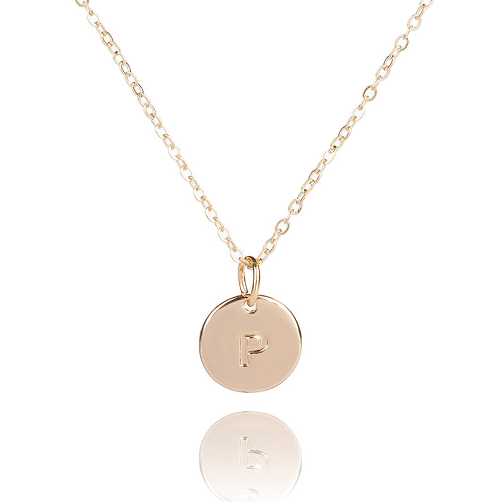 Fashion Simple Letter Round Pendant Chain Necklace Women's Jewelry Party Gift