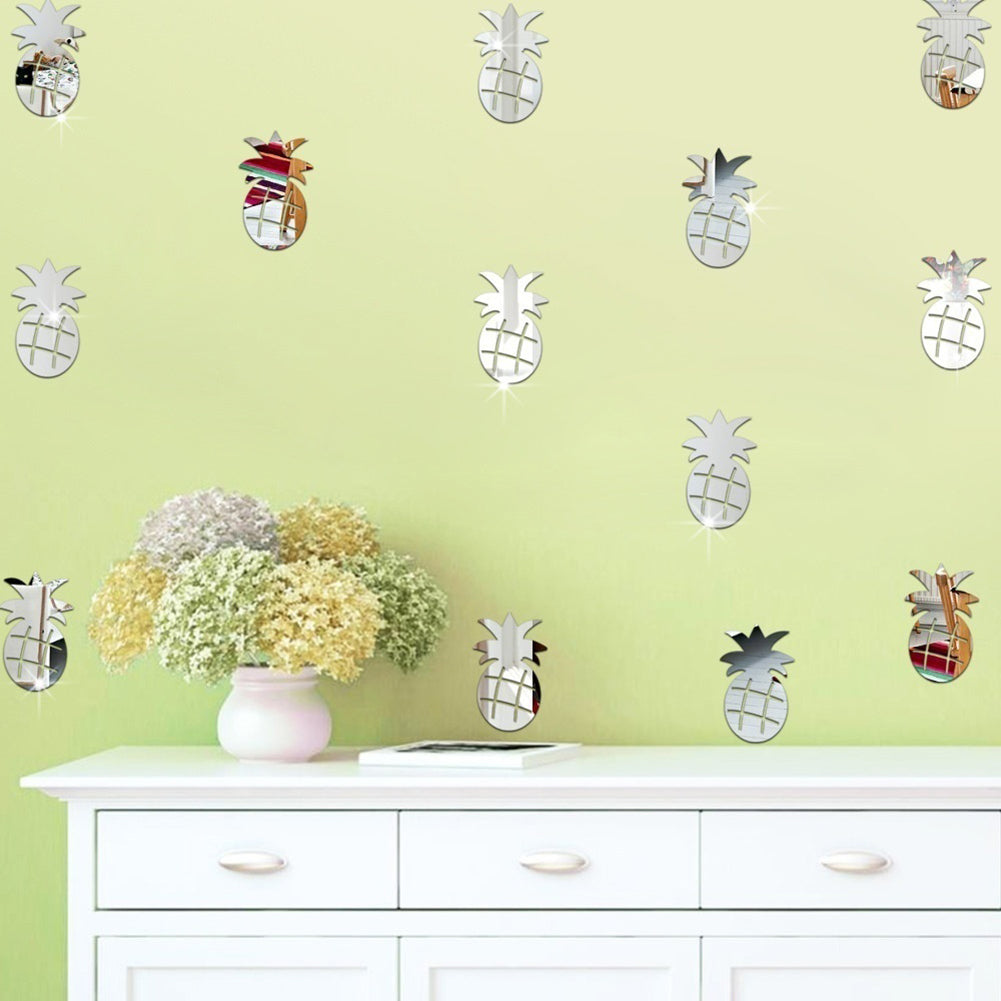 12Pcs/Set Cute Pineapple Mirror Acrylic Wall Stickers Decal Children Room Decor