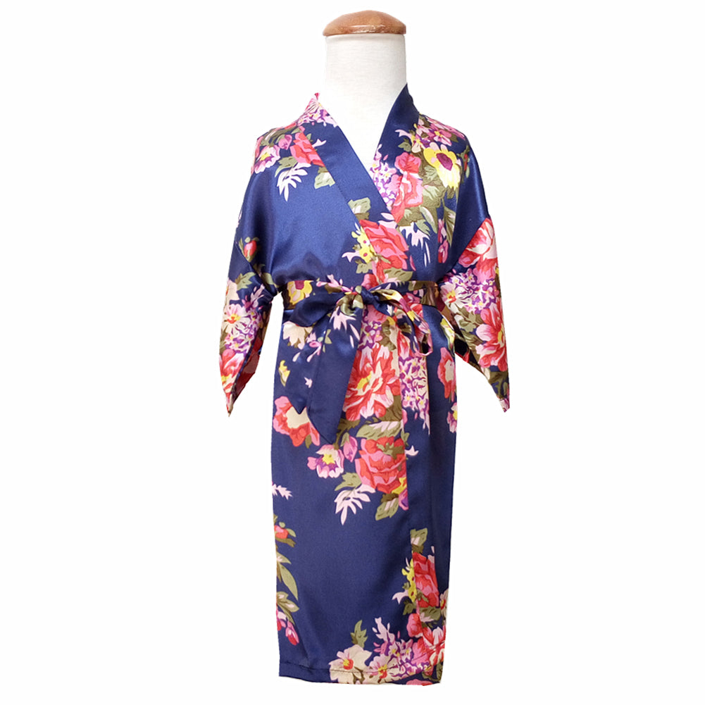 Floral Printed Kids Girls Sweet Kimono Dressing Gown Bath Robe Sleepwear Pajamas