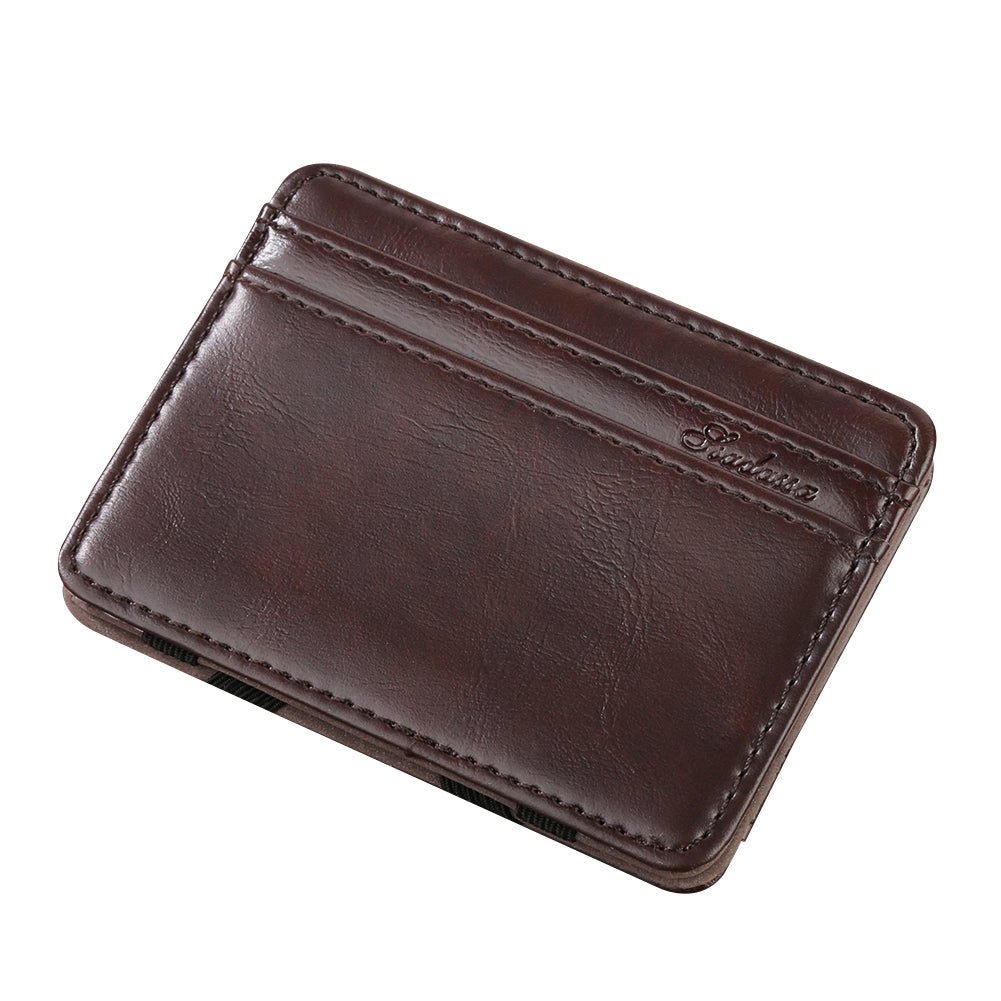 Men's Fashion Magic Faux Leather Slim Wallet Money Clip Card Holder Purse