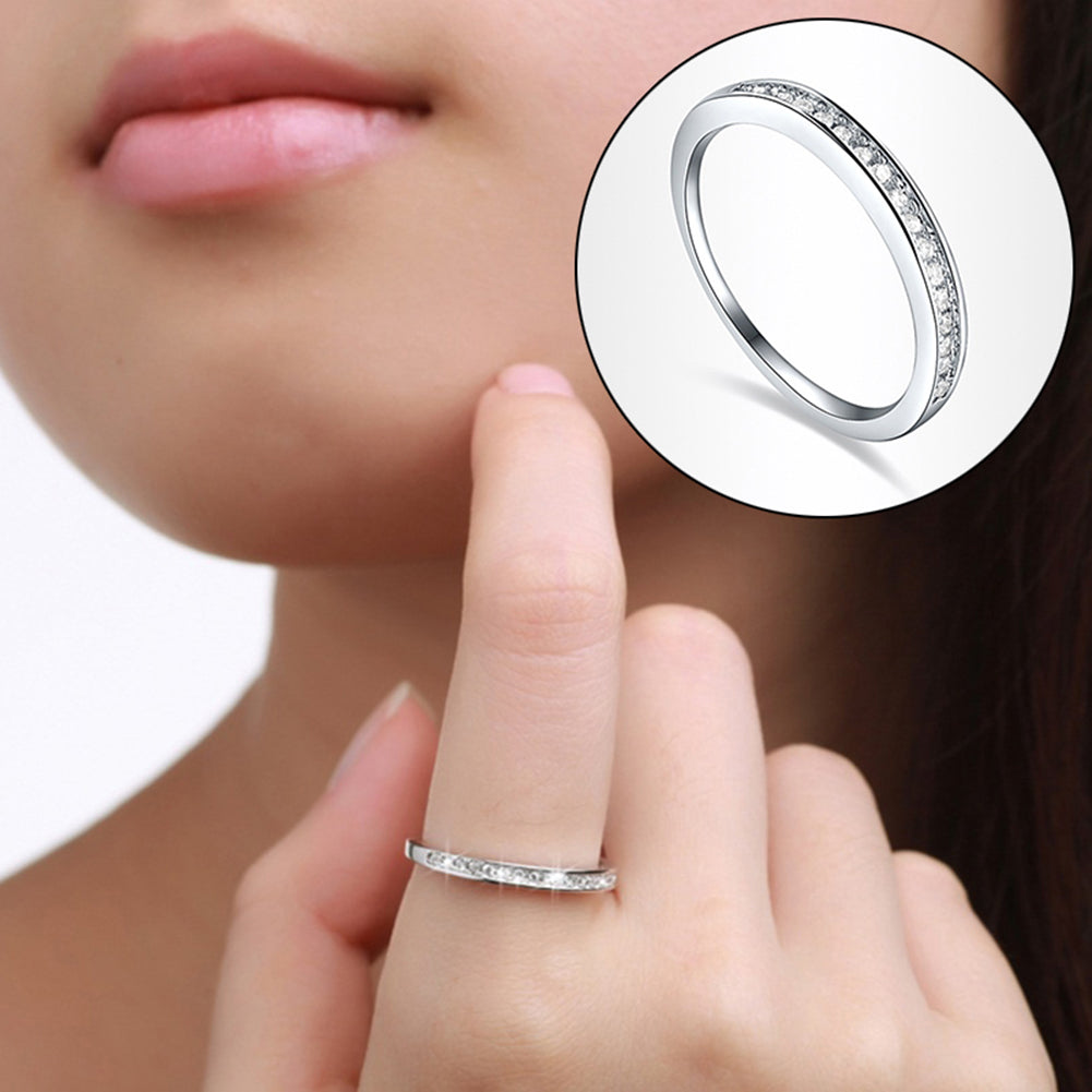 Fashion Women's Jewelry White Zircon Inlay Wedding Band Engagement Ring Gift