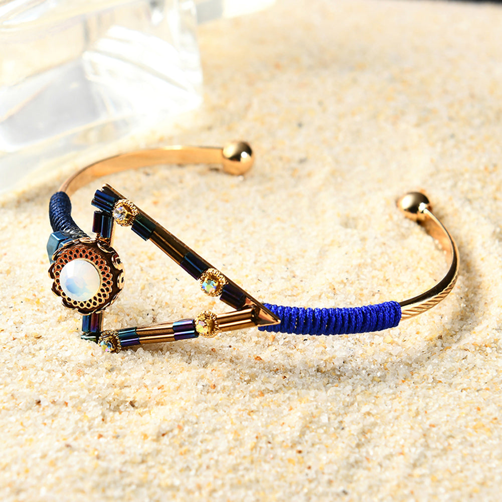 Bohemia Triangle Rhinestone Opening Bangle Bracelet Party Women Jewelry Gift