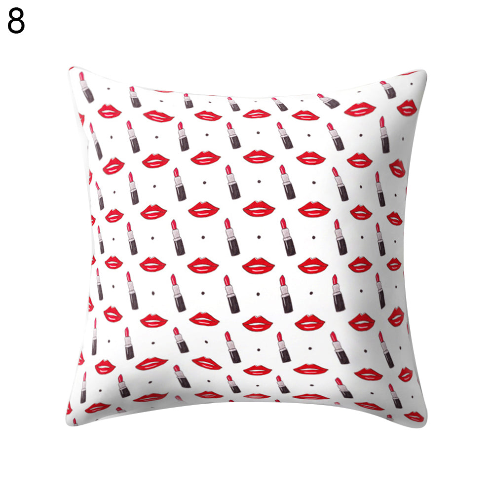 Hot Sexy Lips Print Square Throw Pillow Cover Cushion Case Car Home Sofa Decor