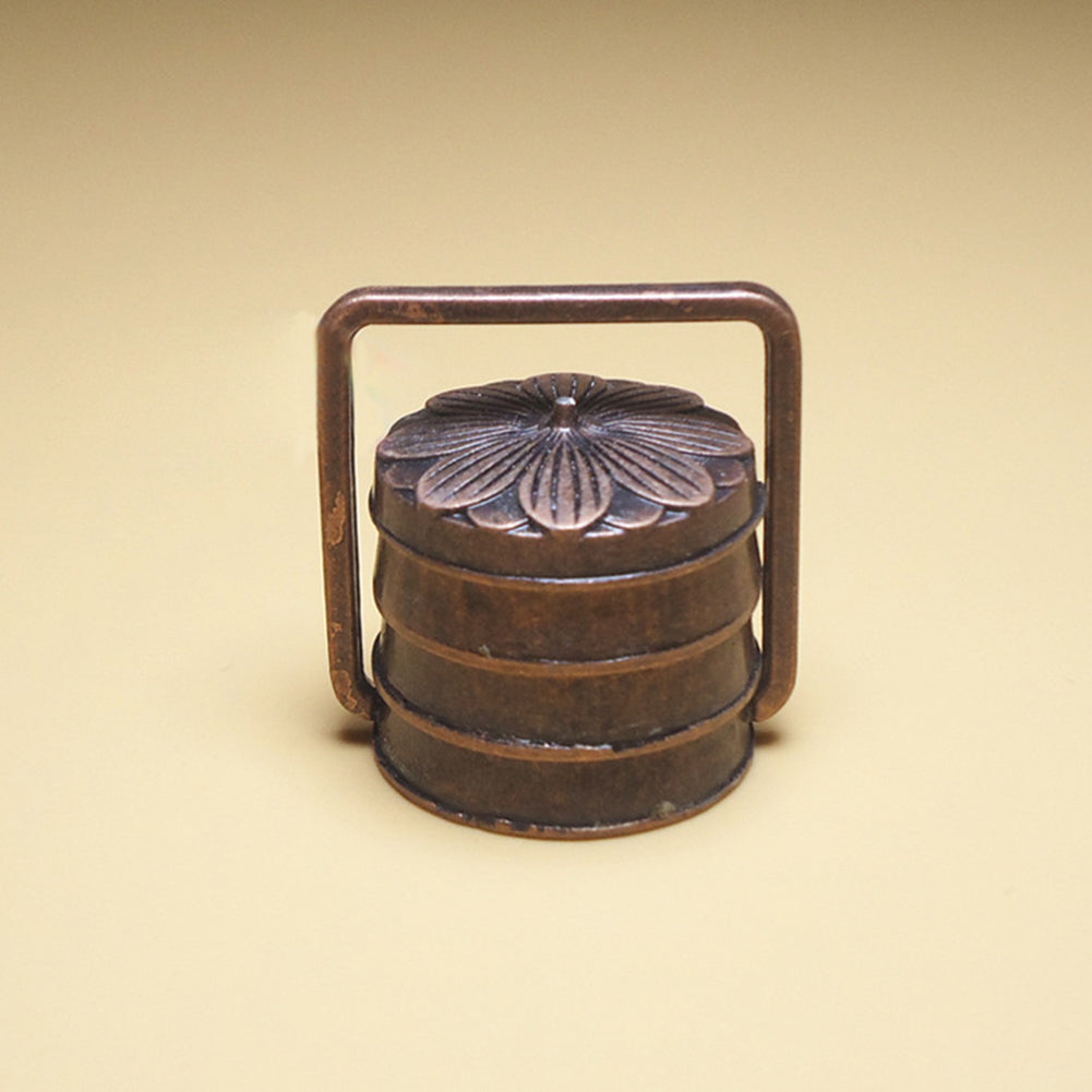 Dollhouse Miniature Toy Vintage 3 Layers Chinese Style Food Basket with Lid