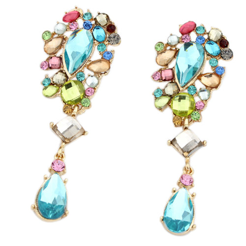 Women Luxury Multicolor Rhinestone Dangle Earrings