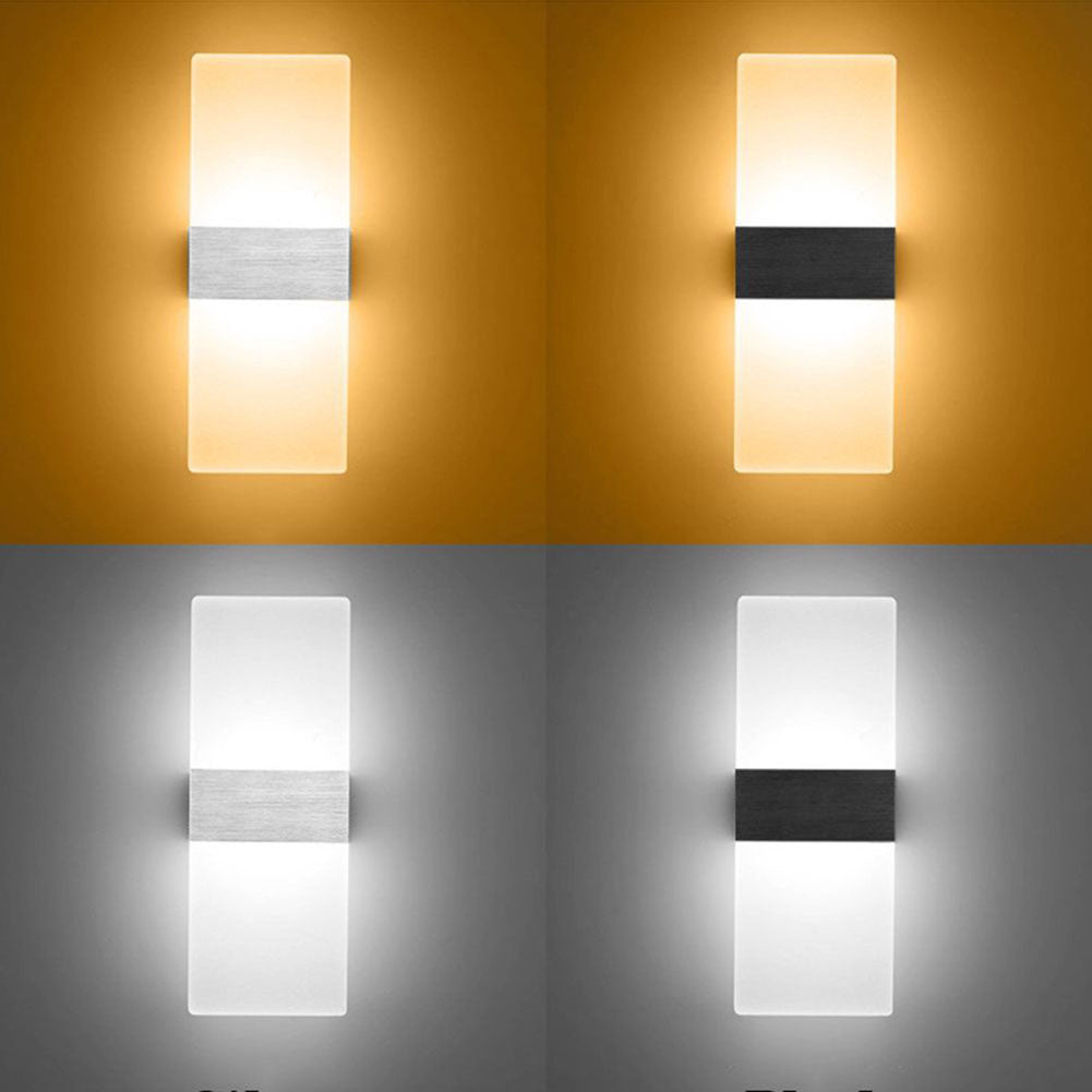 Modern 3W Rectangular Acrylic LED Wall Sconces Light Bedside Decoration Lamp