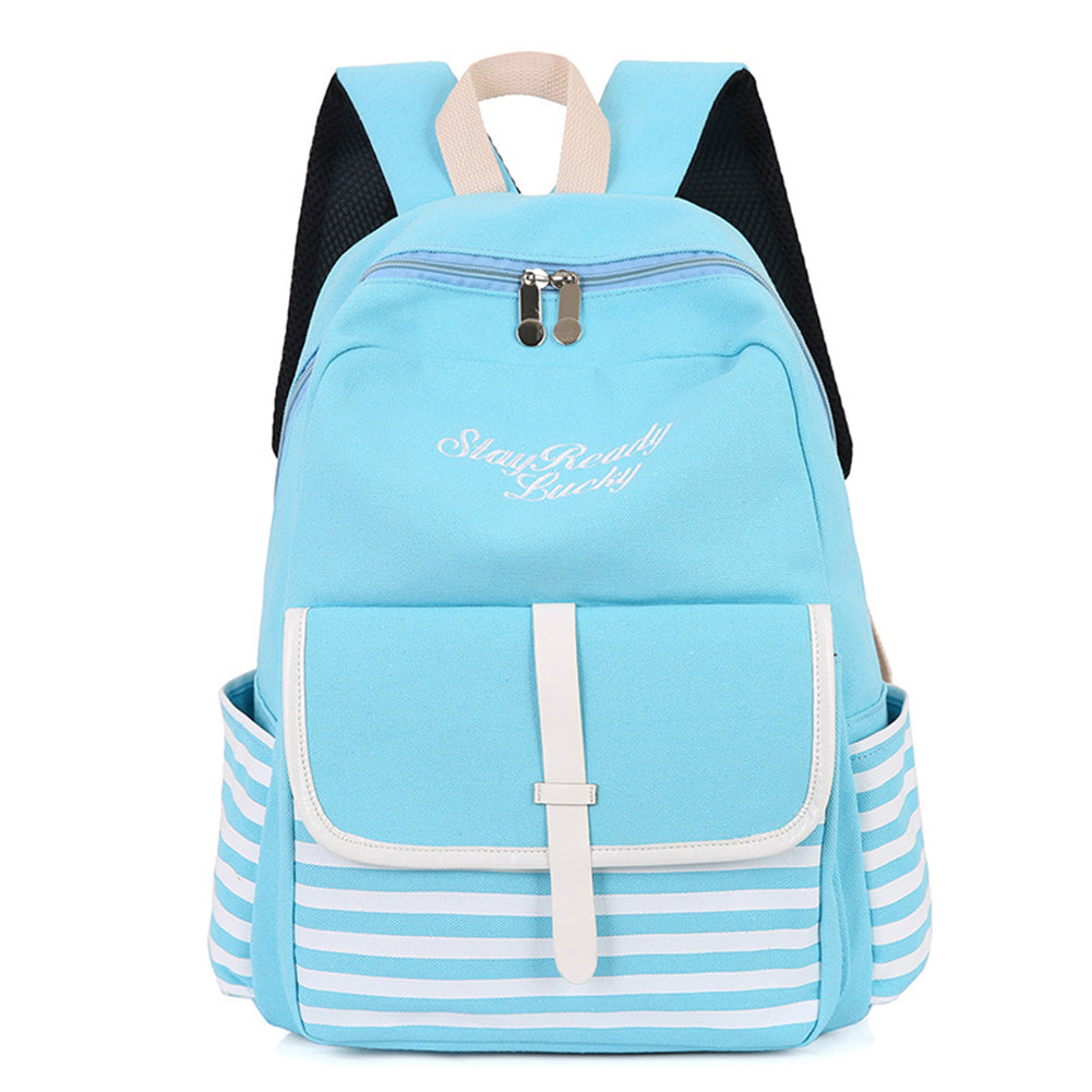 Fashion Backpack Striped Letters Embroidered School Bag Rucksack Shoulders Bag