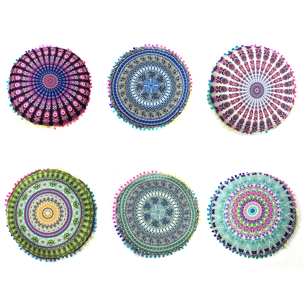 Indian Mandala Floor Round Pillow Case Meditation Boho Cushion Cover Decoration