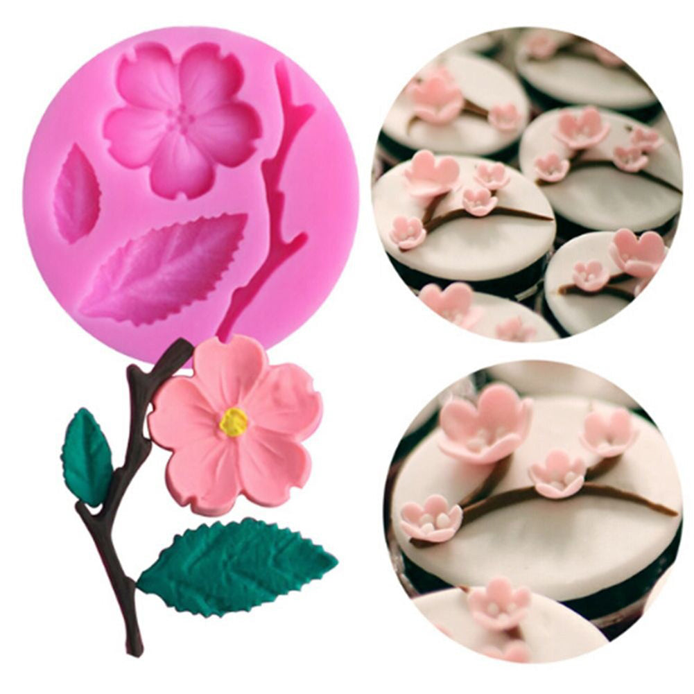 Peach Blossom Silicone DIY Fondant Cake Decorating Mold Kitchen Baking Tool