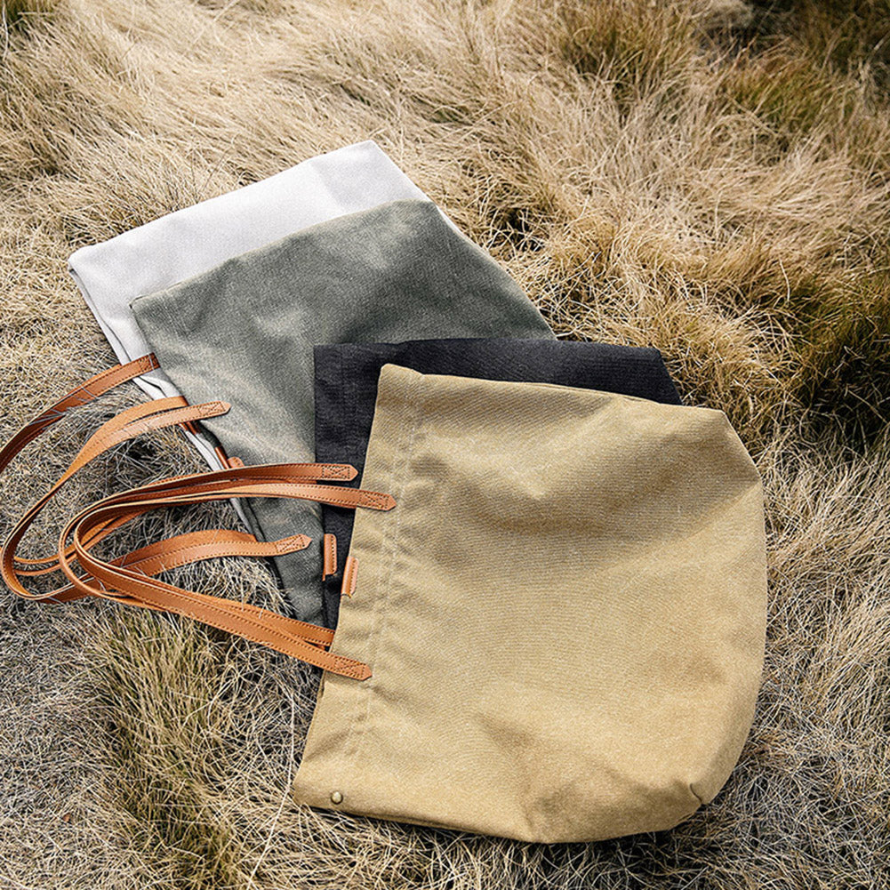 Faux Leather Strap Canvas Bag Shopping Travel Large Capacity Shoulder Handbag