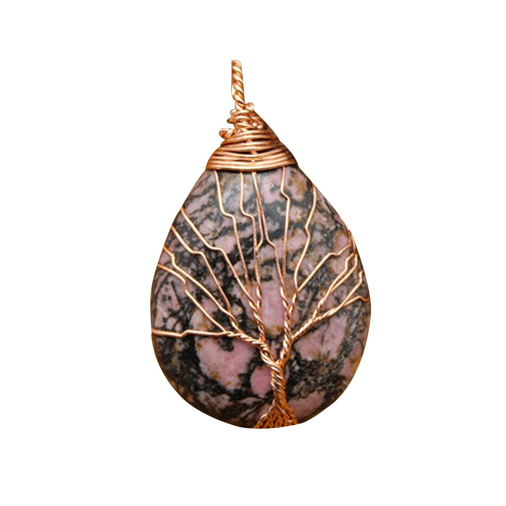 Natural Stone Waterdrop Shape Pendant Charm Necklace Jewelry DIY Accessory