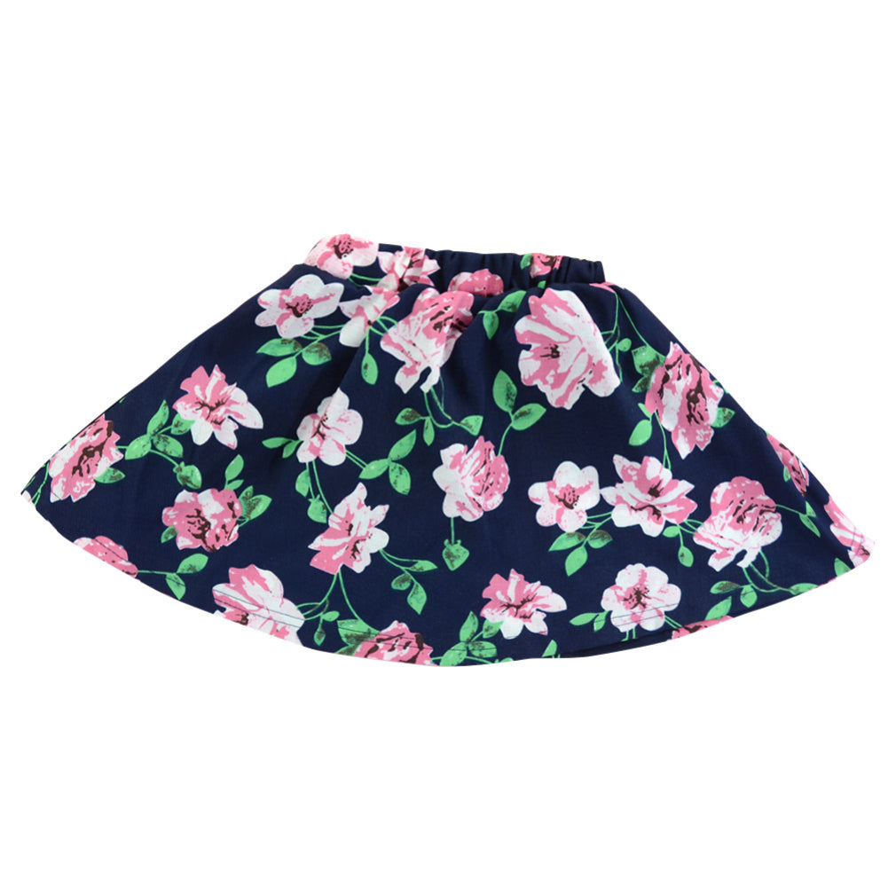 Kid Girls Fashion Spring Love Flowers Printed Long Sleeve Shirt Skirt Outfits