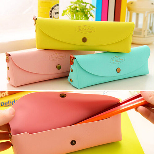 Creative Candy Color Pencil Case Kawaii Concise Multi-fonction Pencil Bag