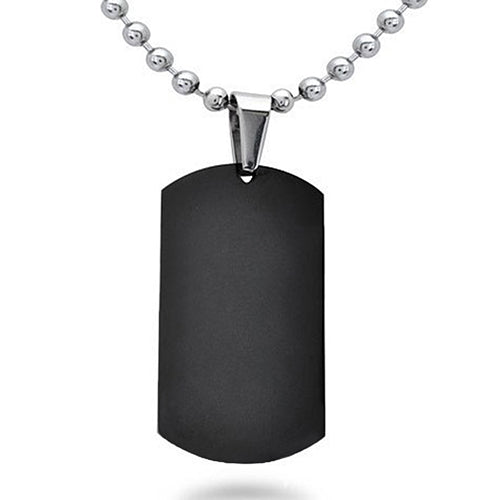 Men's Women's Punk Fashion 316L Stainless Steel Polished Rectangular Dog Tag Necklace