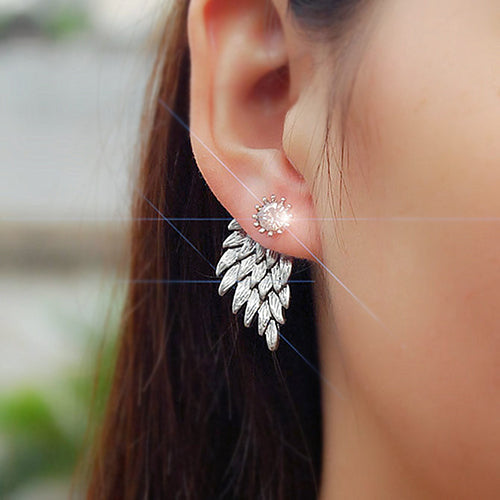 Women's Angel Wings Rhinestone Inlaid Alloy Ear Studs Party Jewelry Earrings