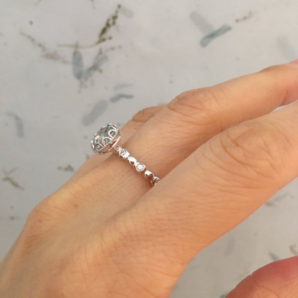 Elegant Round Rhinestone Inlaid Finger Ring Women Charm Jewelry Hand Ornament