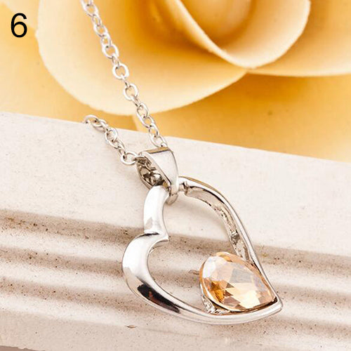 Women's Love Heart Crystal Pendant Chain Collar Bib Choker Party Gift Necklace