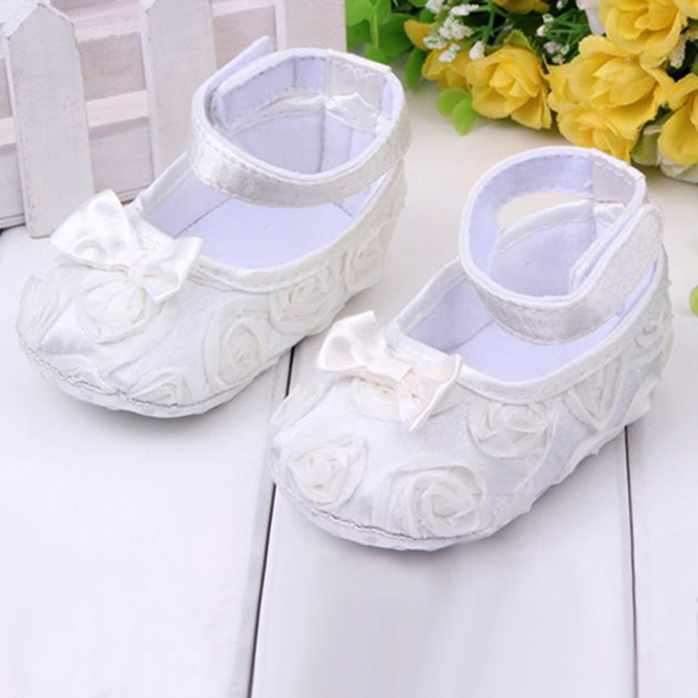 Baby Girls' Sweet Bow Comfortable Anti-Slip Princess Toddler Crib Shoes 0-18M