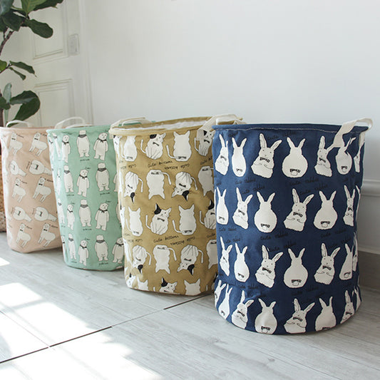 Cartoon Pattern Laundry Basket Home Washing Sorter Hamper Cotton Storage Bag