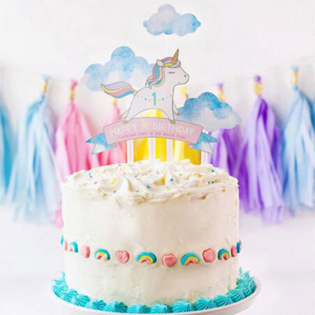 Happy Birthday Unicorn Cake Topper Decoration for Birthday Party Anniversary