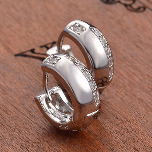 Women's Zirconia Silver Plated Ear Hoop Huggie Earrings