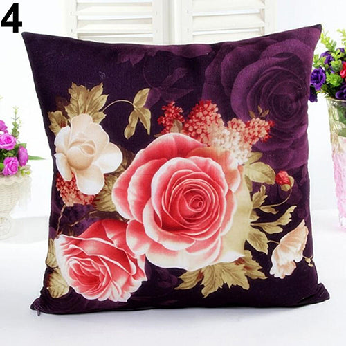 Peony Print Sofa Bed Home Decor Throw Pillow Case Cushion Cover Square Pillowslip