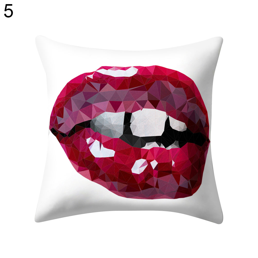 Hot Sexy Lips Print Square Throw Pillow Cover Cushion Case Car Home Sofa Decor