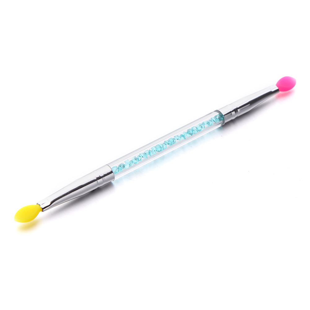 Double Ended Silicone Head Rhinestone Eyeshadow Eyebrow Lip Makeup Brush Tool