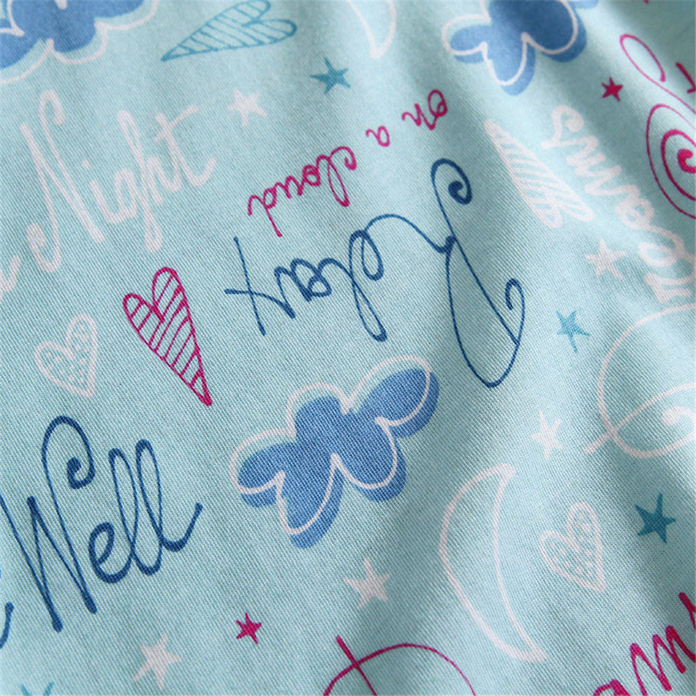 Letter print Sleepwear Cotton women sleep shirts short sleeve plus size Nightgown green BY69