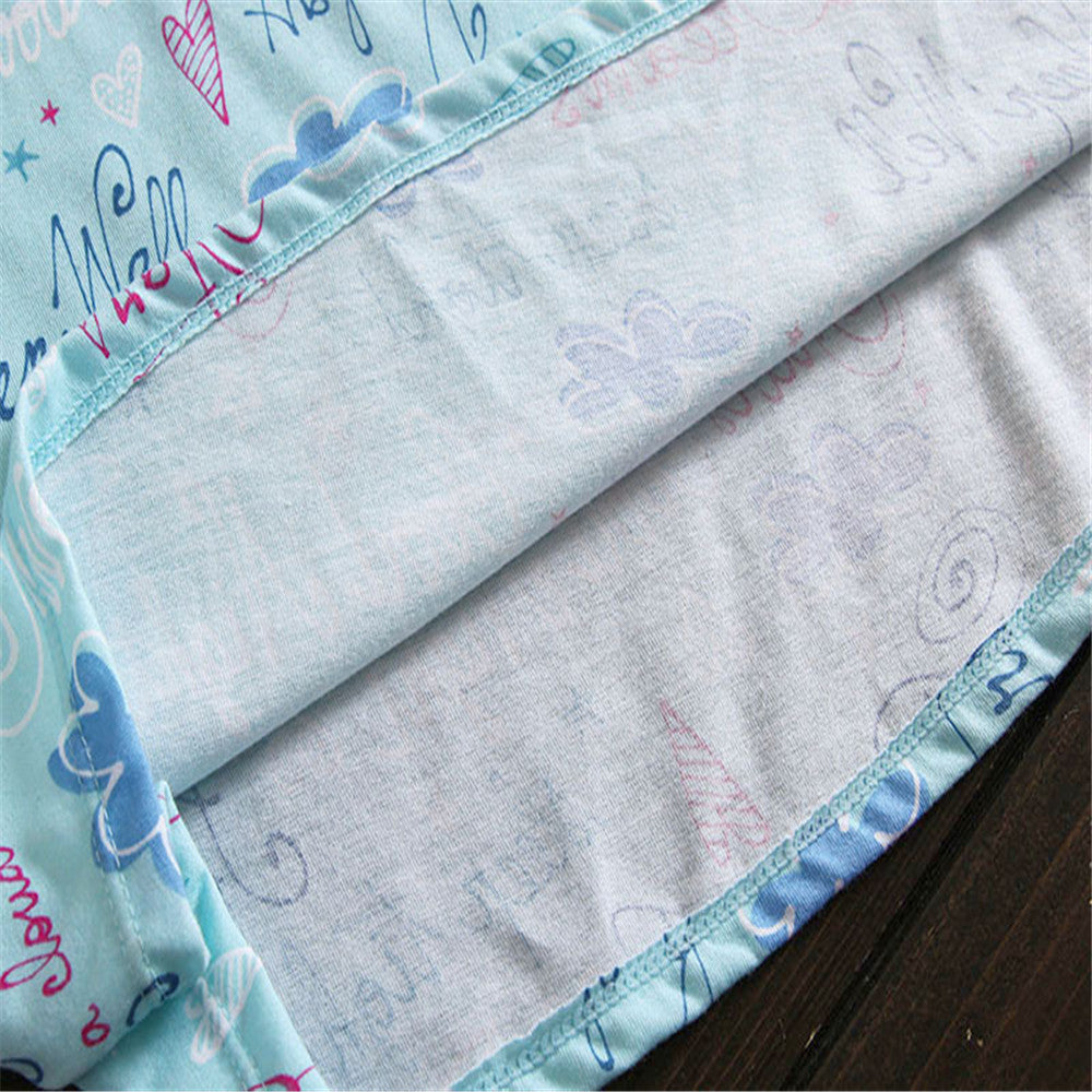 Letter print Sleepwear Cotton women sleep shirts short sleeve plus size Nightgown green BY69