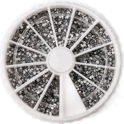 2400Pcs/Wheel DIY Acrylic Nail Art Decoration 1.5mm 3D Round Rhinestones Glitter