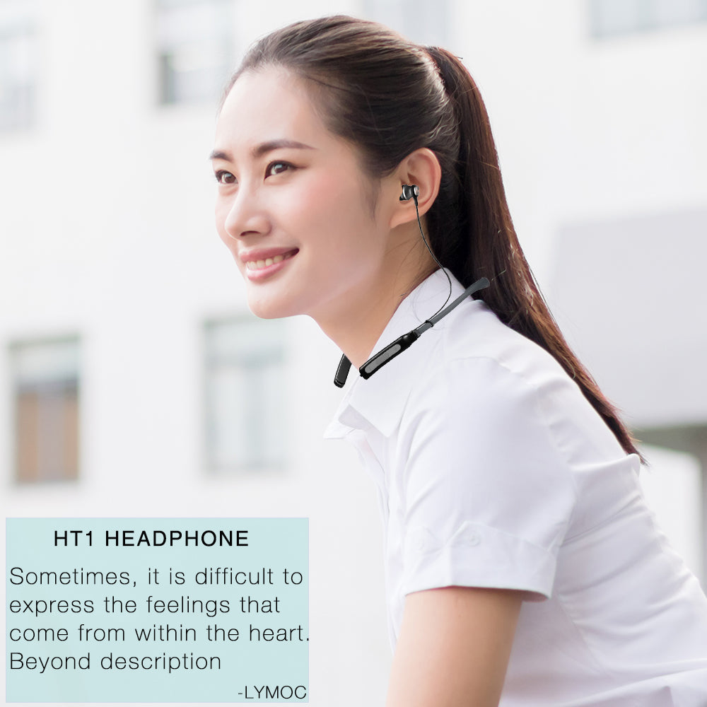 HT1 Neckband Headphone Bluetooth HiFi Powerful Bass Magnet Metal Headset Music Sport Bike Gym Handsfree for phone