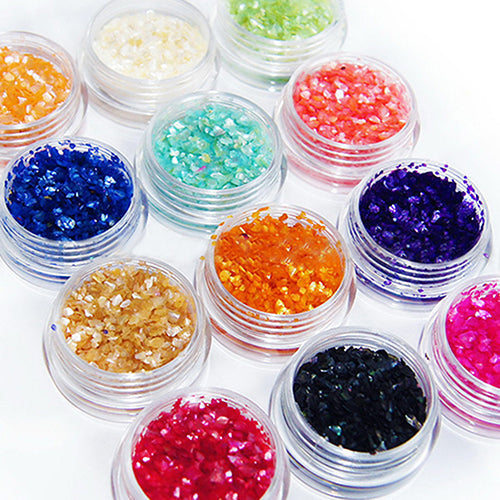 12 Colors Nail Art Rhombus Glitter Shape Sequins Powder Decoration Tips DIY