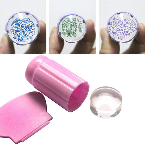 Clear Nail Art Jelly Stamper Stamp Scraper Set Polish Stamping Manicure Tools
