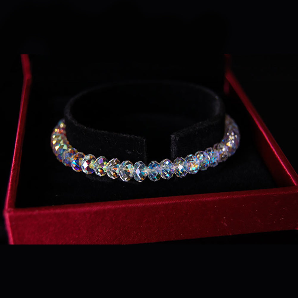 Fashion Elegant Faux Crystal Beads Shiny Elastic Bracelet Women Jewelry Gift