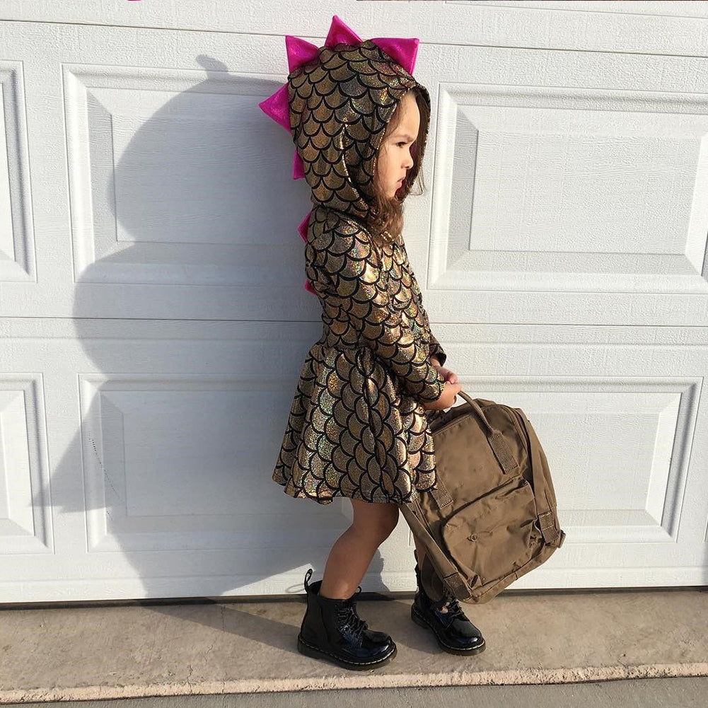 Lovely Dinosaur Baby Girls Hoodie Dress Toddler Cosplay Clothes Outfits Toddler