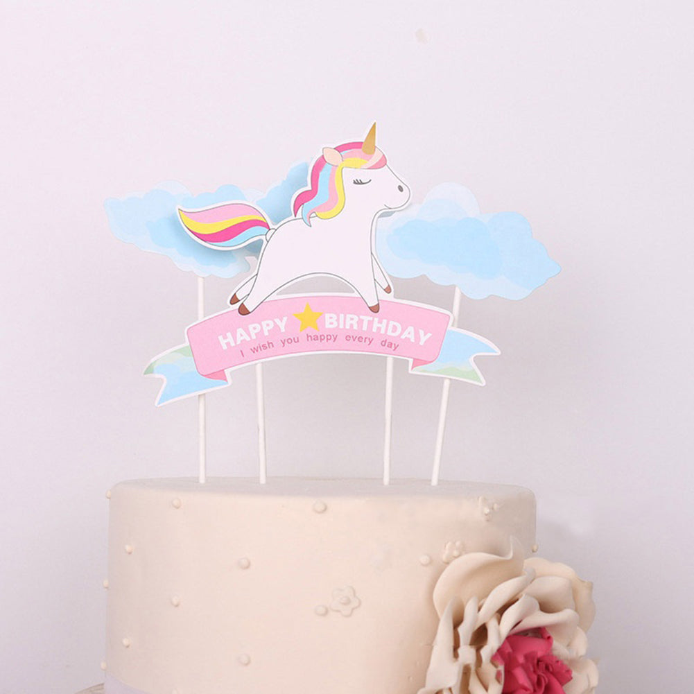 Happy Birthday Unicorn Cake Topper Decoration for Birthday Party Anniversary