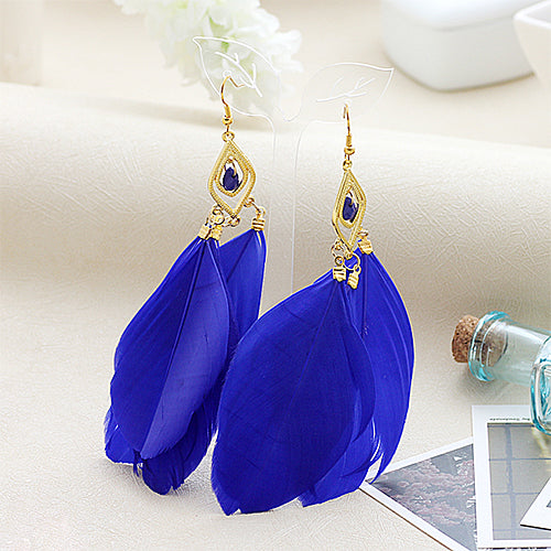 1 Pair Elegant Lady Feathers Dangle Hook Wedding Prom Party Earrings Gift