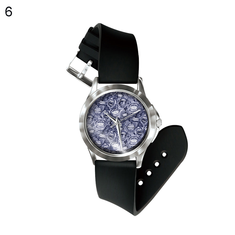 Creative Skull Cat Pattern Dial Quartz Analog Wrist Watch Boys Girls Gifts