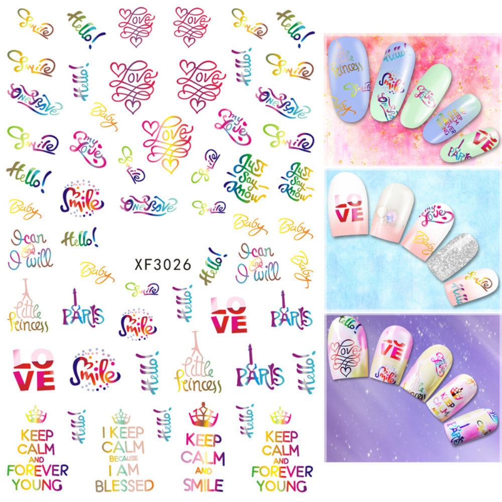 Fashion Flower Cat Heart Nail Art Sticker Decal Manicure Nail Tip Decoration