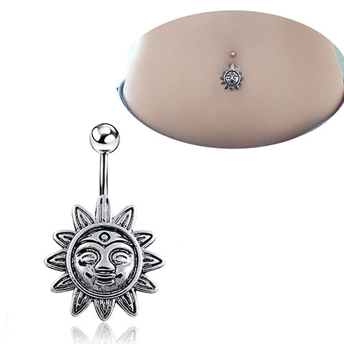 Sunflower Smile Face Belly Button Navel Bar Ring Barbell Body Piercing Jewelry