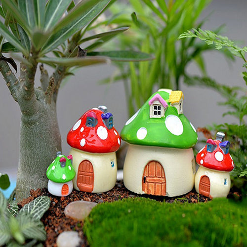 3 Sizes Mushroom Miniature Garden Ornament DIY Craft Pot Fairy Dollhouse Decor
