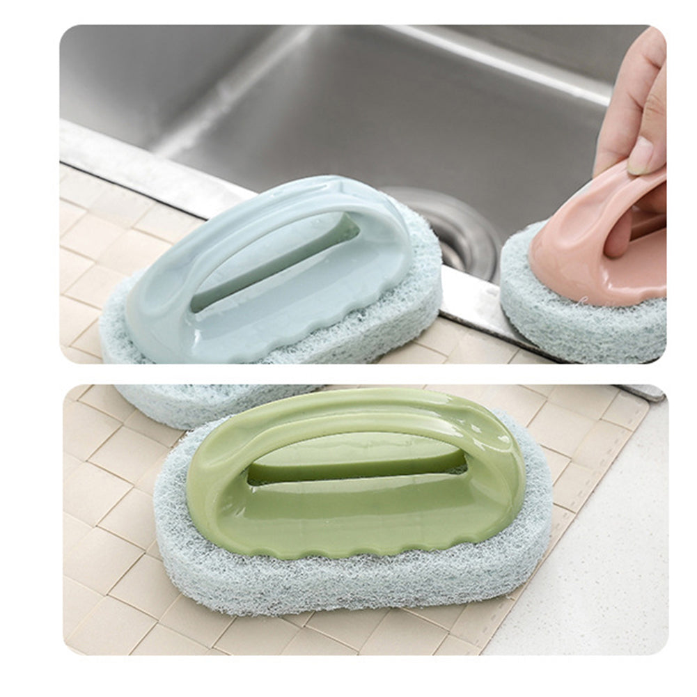 Bathtub Wall Sponge Brush Strong Scouring Plastic Handle Washing Cleaning Tool