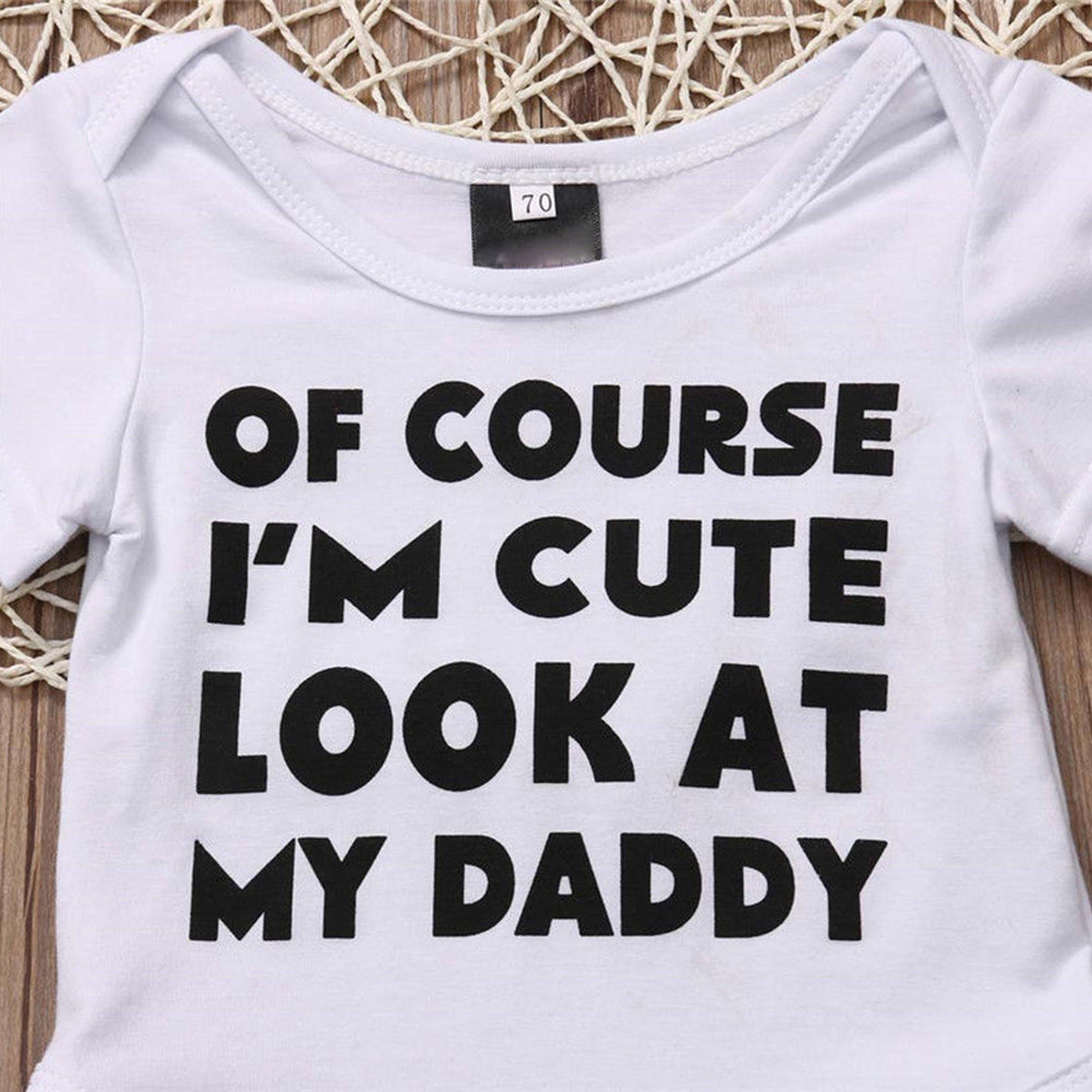 Newborn Infant Baby Girl Boys Romper Letter Print Short Sleeve Bodysuit Outfit