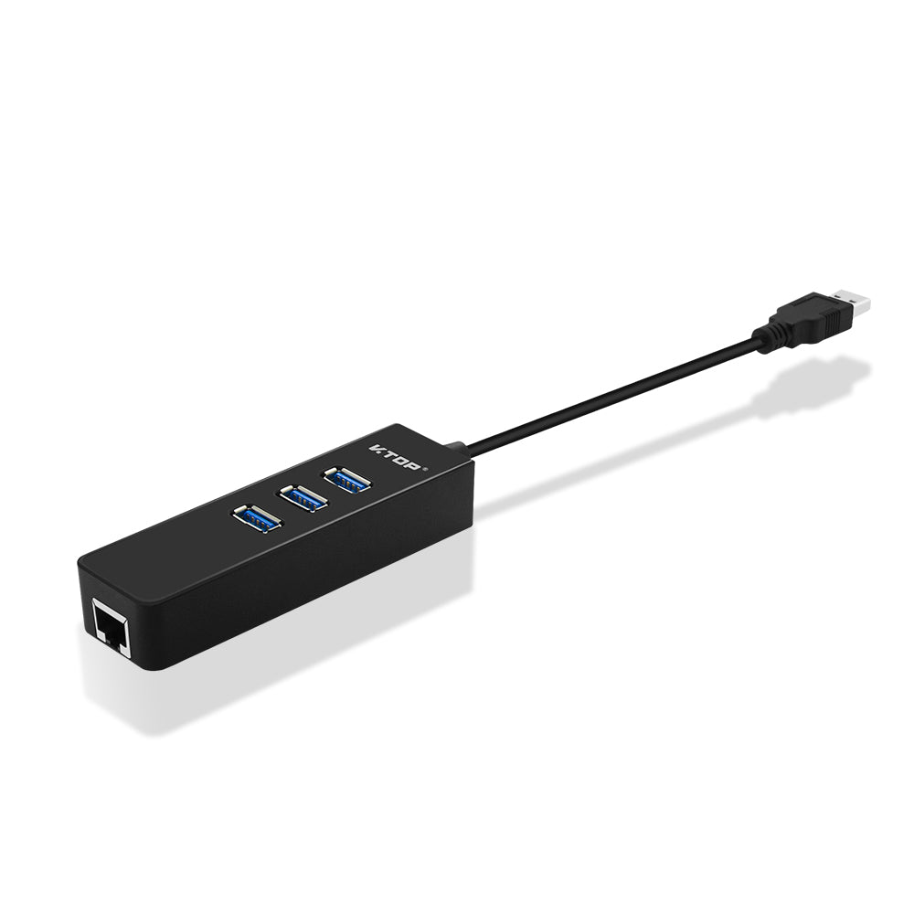 ® CU008-VT 3-Port Portable USB 3.0 Hub plus Gigabit Ethernet - Built-In Cable